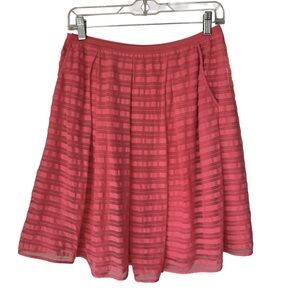 Maeve Anthropologie Coral Striped Circle Skirt, Size 2